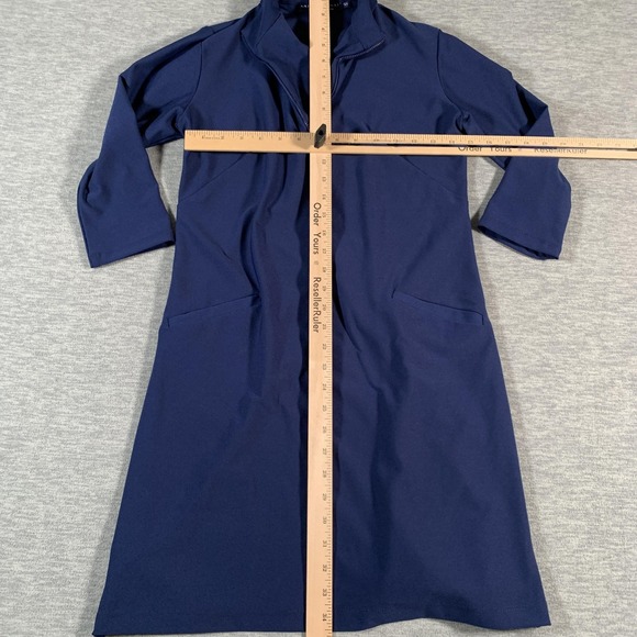 Katherine Way Dress Womens XS Navy Blue Stretch Pullover Pockets Quarter Zip USA - Picture 5 of 10